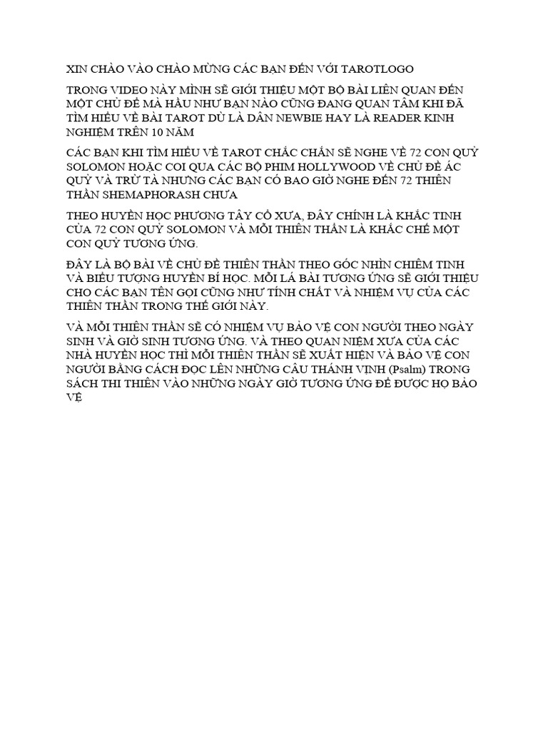 Script PHÂN TÍCH Angels Tarot | PDF