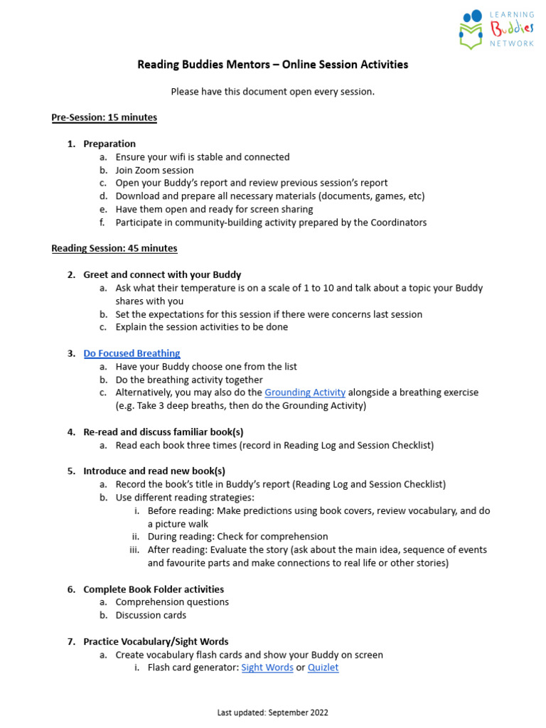 RB Mentors Online Session Activities | PDF | Phonics | Consonant