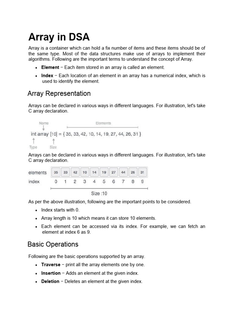 Array in dsa pdf data software development