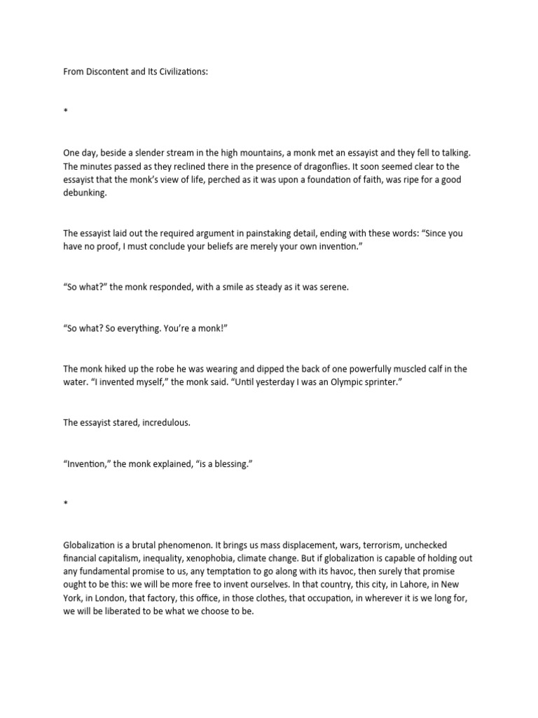 From Discontent and Its Civilizations | PDF