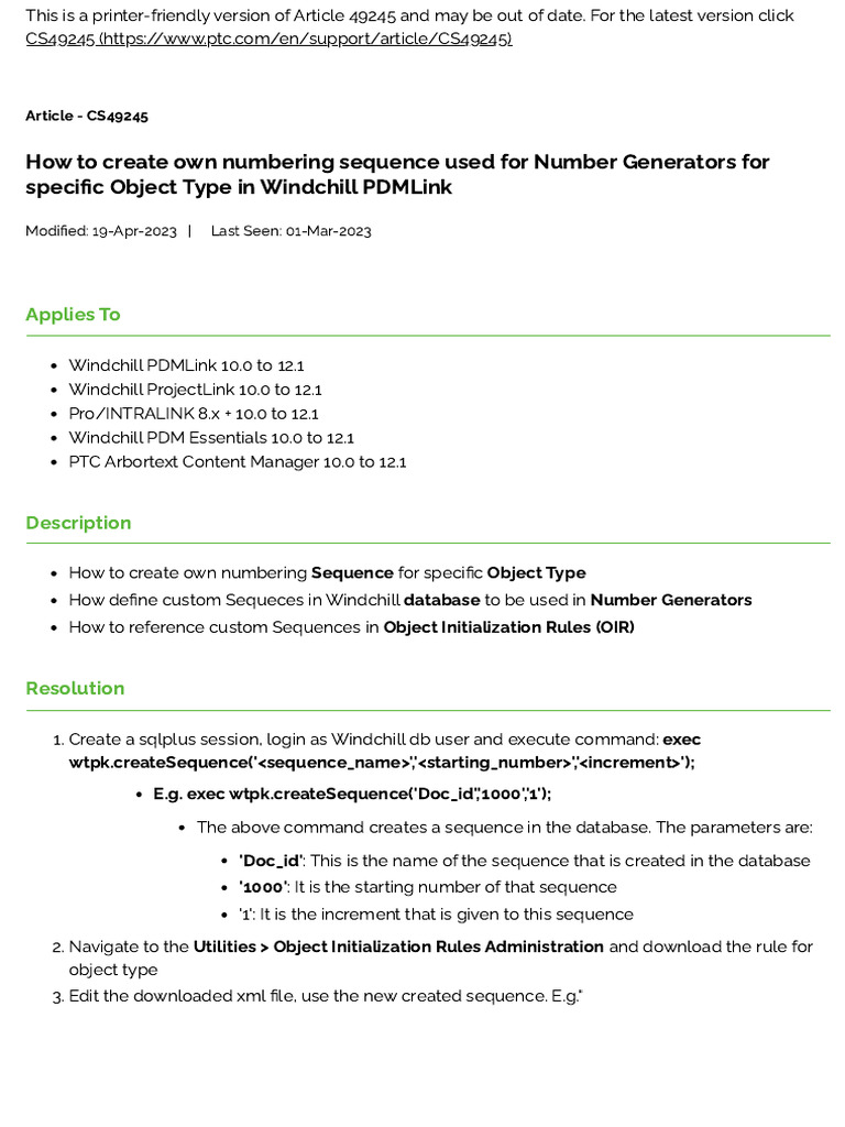Article - CS49245 - How To Create Own Numbering Sequence Used For ...