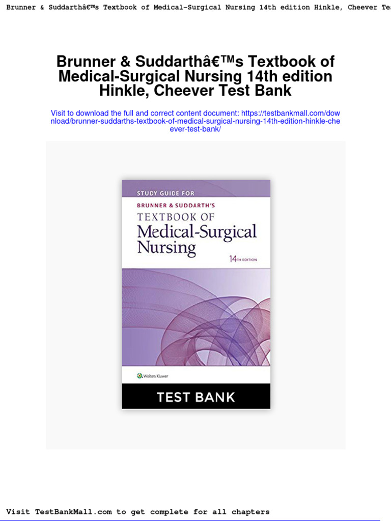 Brunner Suddarths Textbook of Medical Surgical Nursing 14th Edition