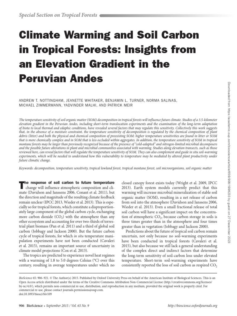 Climate Warming and Soil Carbon in Tropical Forest | PDF | Soil ...