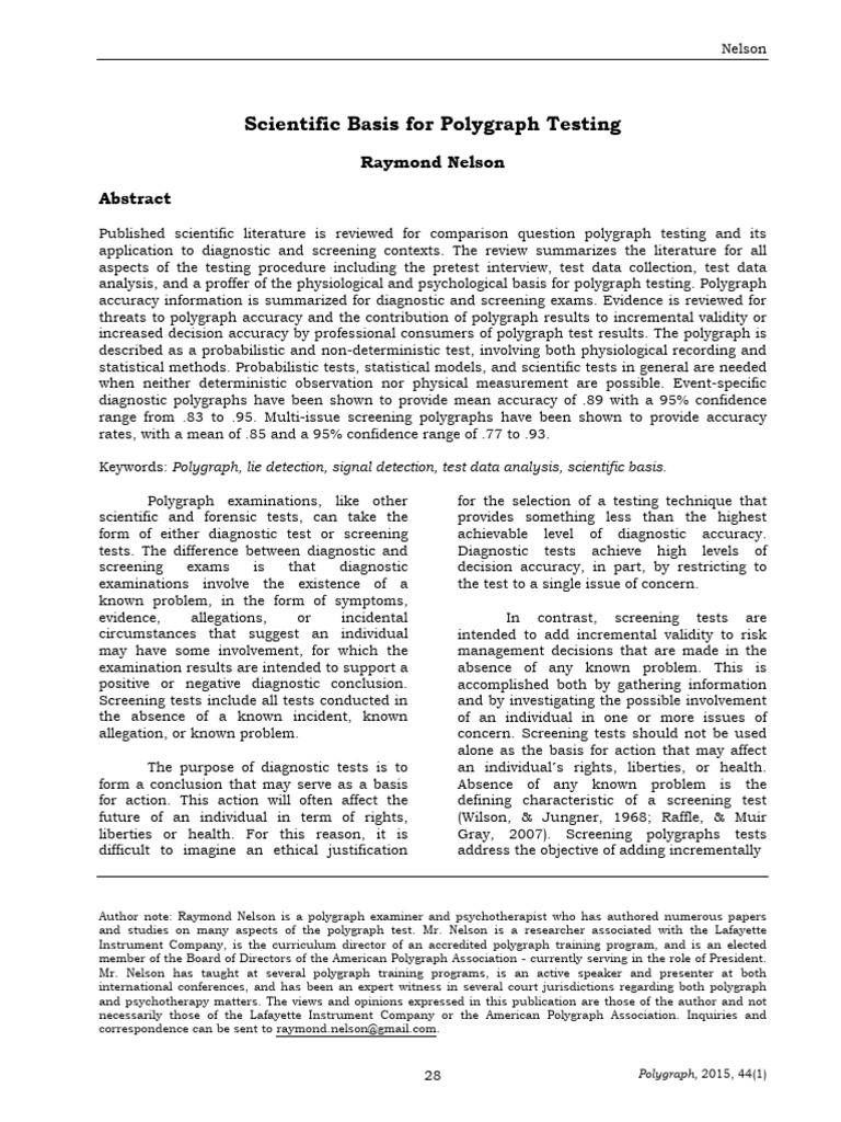 Scientific Basis of Polygraph Testing | PDF | Polygraph | Statistics