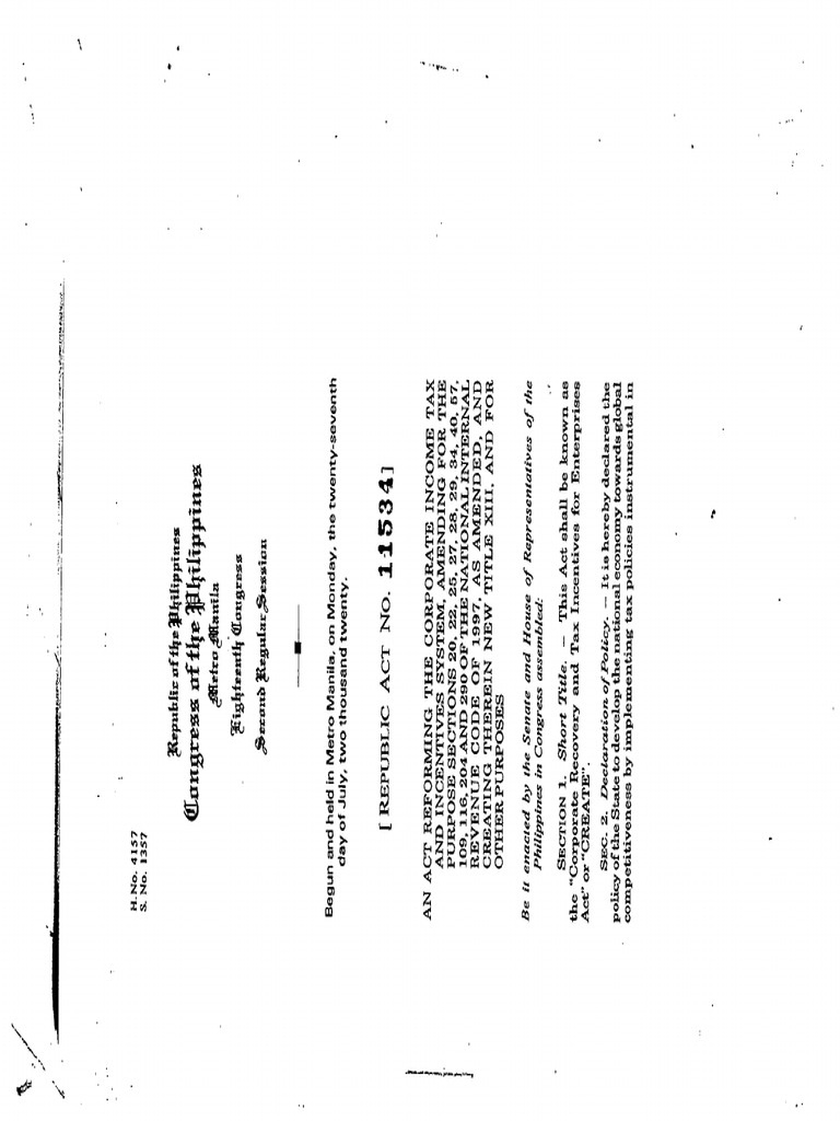 Republic Act 11534 CREATE Signed | PDF