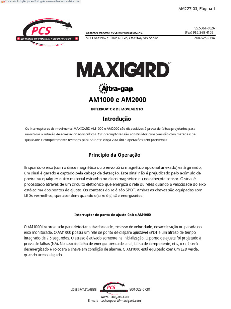 Interruptores de Movimento AM1000 e AM2000 | PDF