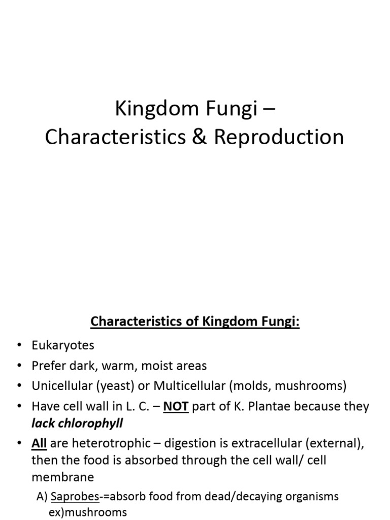 Kingdom Fungi Characteristics Reproduction Pdf