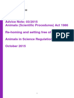 Animals (Scientific Procedures) Act 1986 Rehoming and Setting Free of Animals October 2015