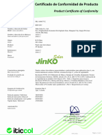 Certificado de Producto Jinko