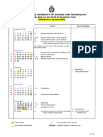 The Hong Kong University of Science and Technology Calendar Dates in The 2019-20 Academic Year (Revised On 29 Jan 2020)