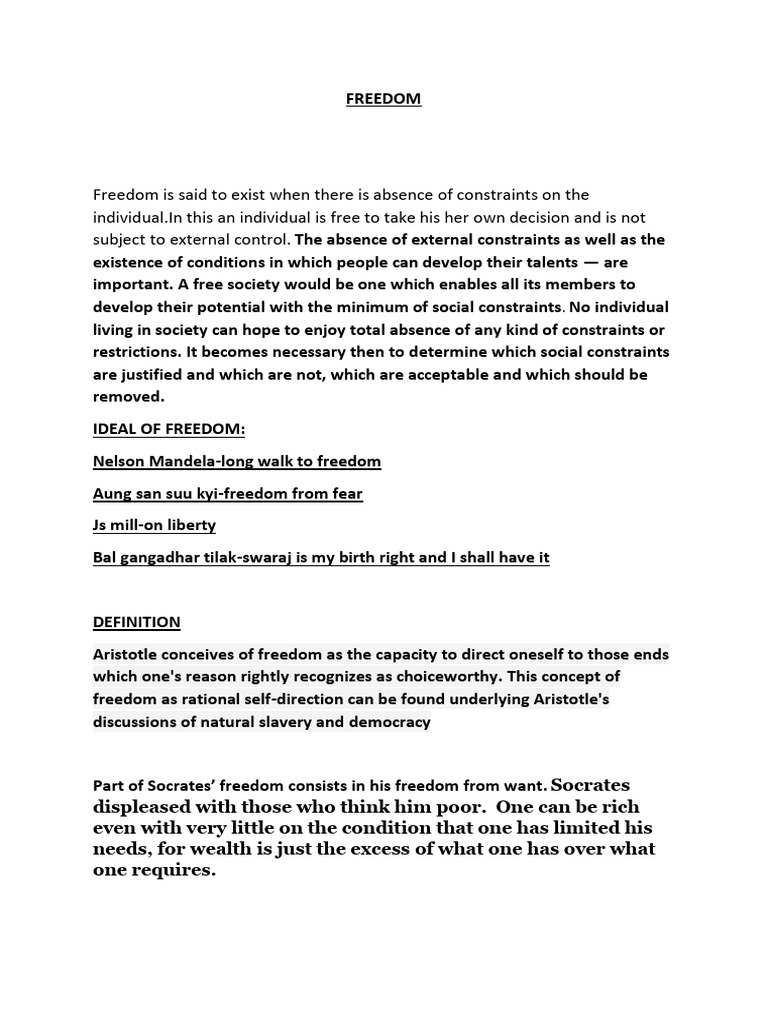 Understanding Freedom and Its Constraints | PDF