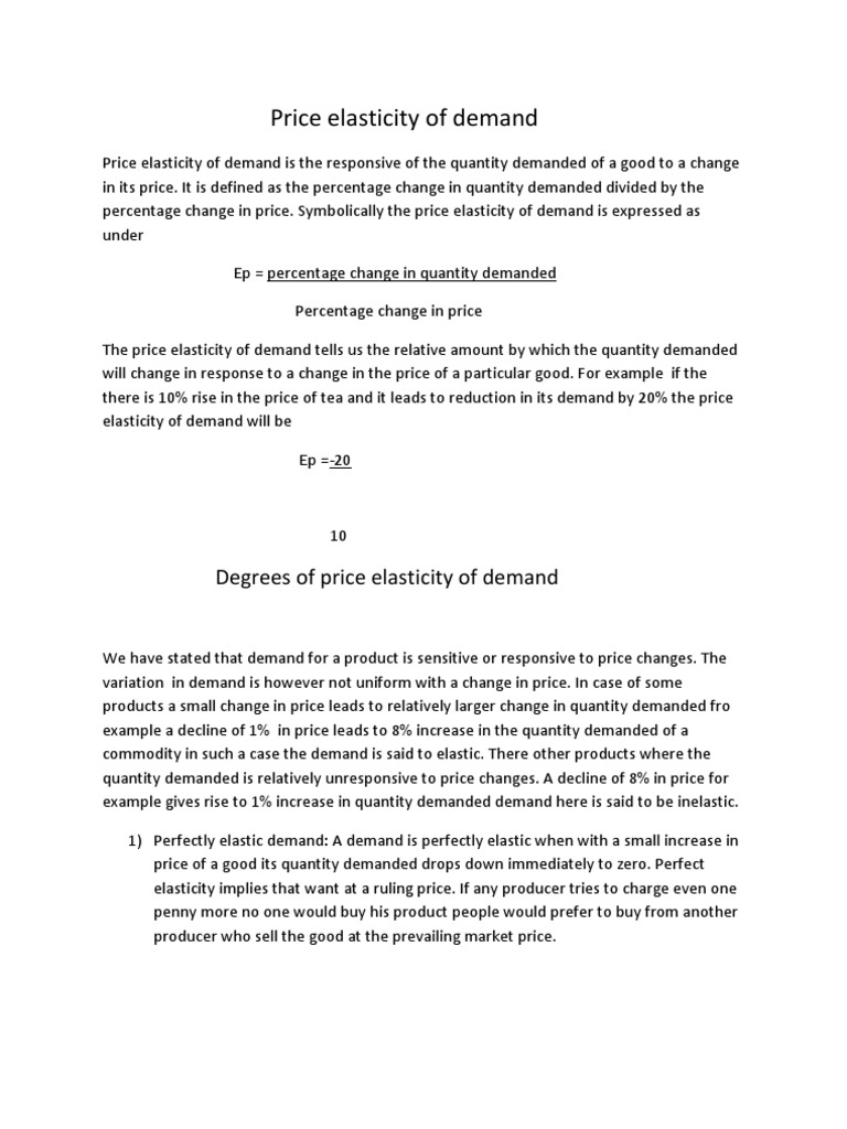 Understanding Price Elasticity of Demand | PDF | Price Elasticity Of ...