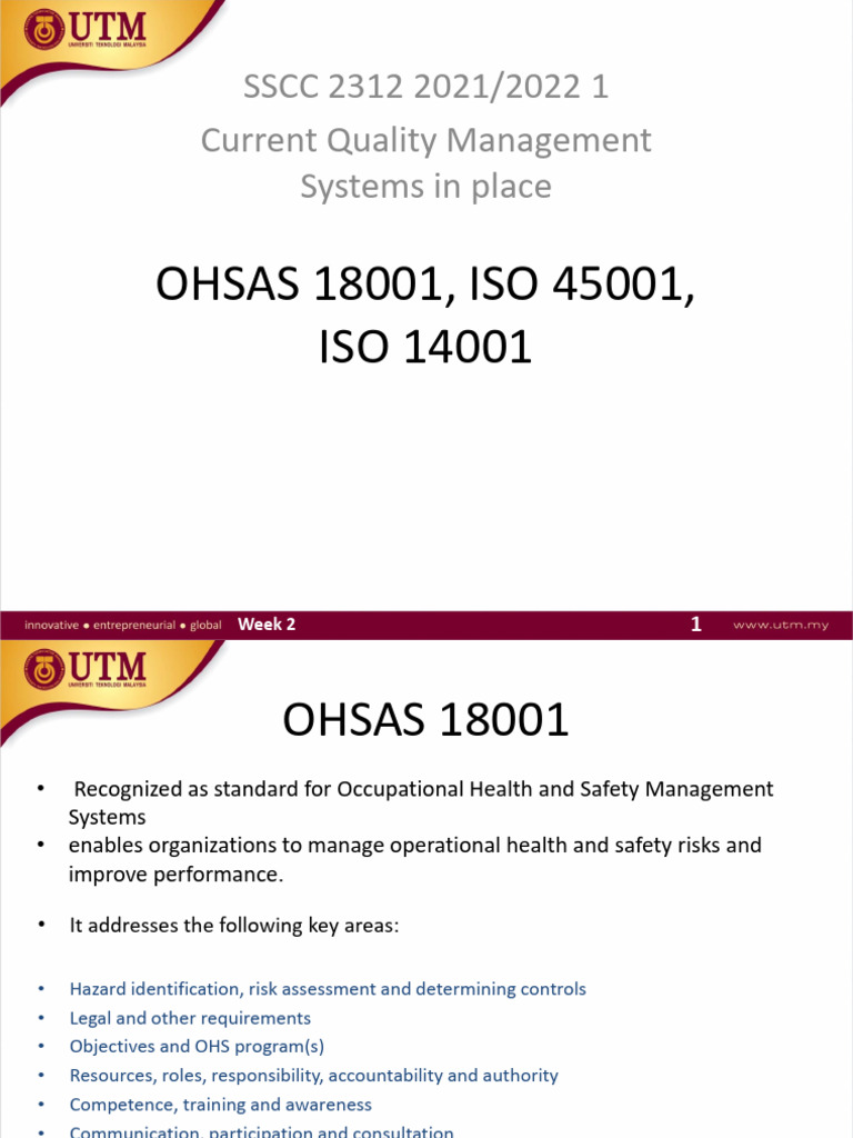 Chapter 5b Current Quality Management Systems in place-SAFETY OHSAS ...