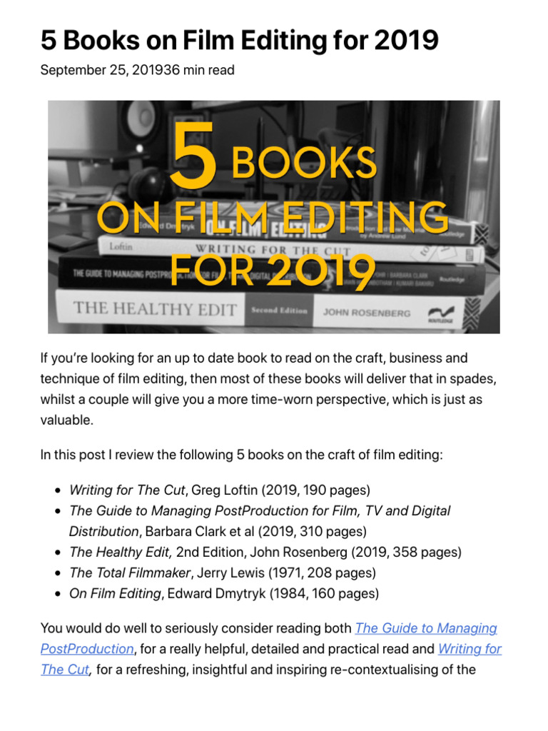 Film Editing Books for Enthusiasts | PDF | Books | Filmmaking
