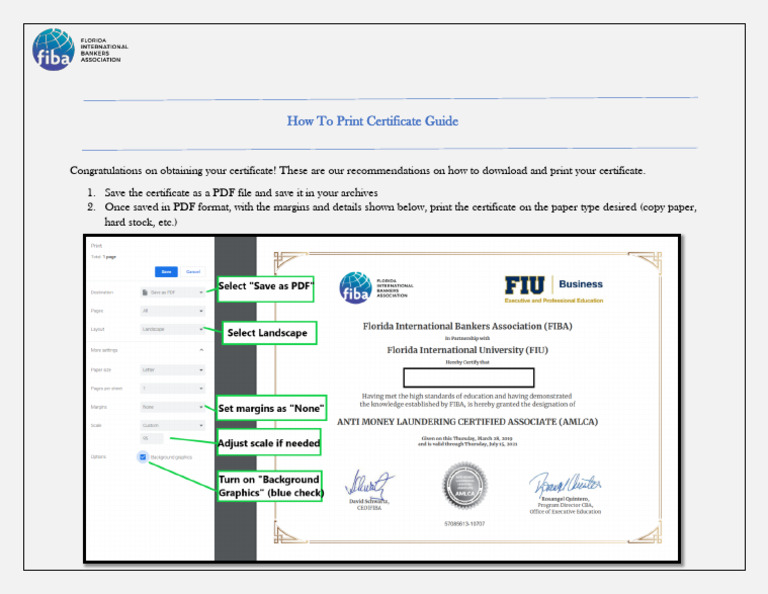 Guide To Print Certificate | PDF