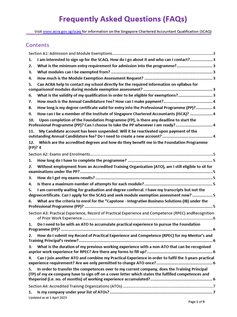 Frequently Asked Questions Faqs For Scaq Website 1apr2023 | PDF