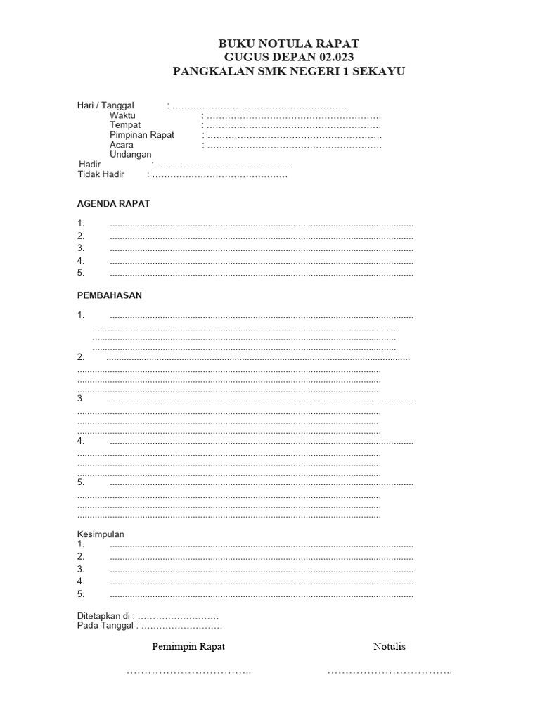 Buku Notula Rapat Pramuka Sekolah | PDF