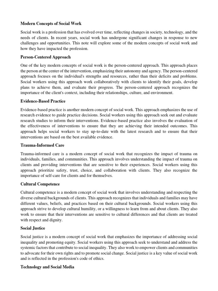Modern Concepts in Social Work | PDF | Social Work | Stress Management