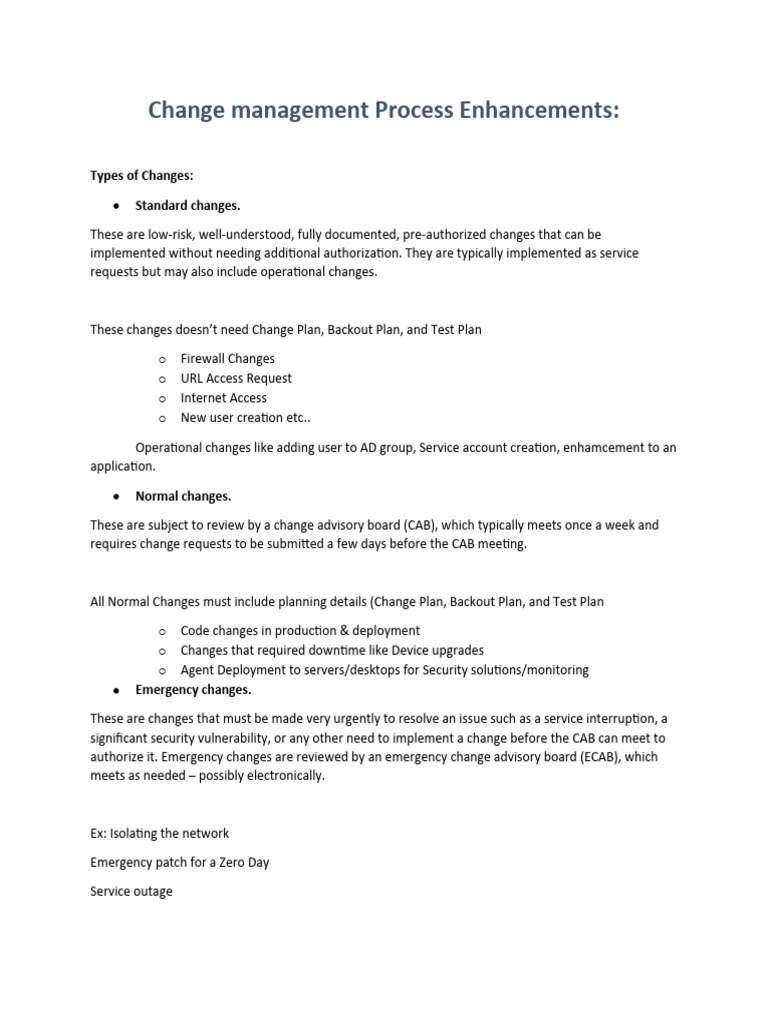 CAB Process Enhancements in Change Management | PDF | Cloud Computing ...