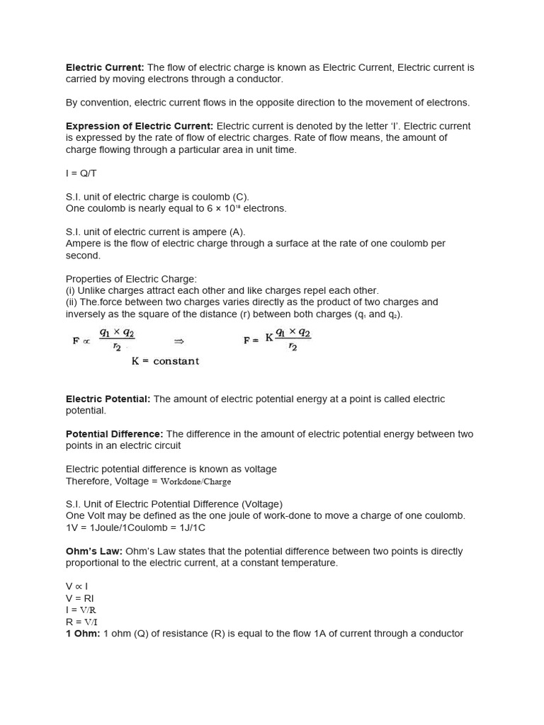 Electric Current PDF