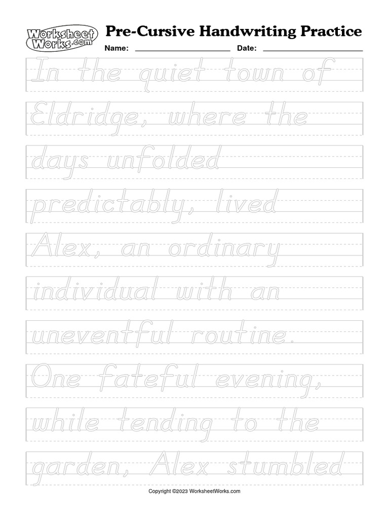 WorksheetWorks PreCursive Handwriting Practice 1 PDF Career