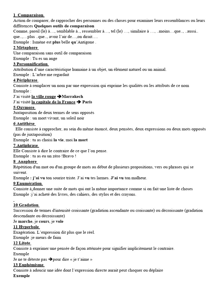 Figures de style et exemples pratiques | PDF | Métaphore | Techniques ...