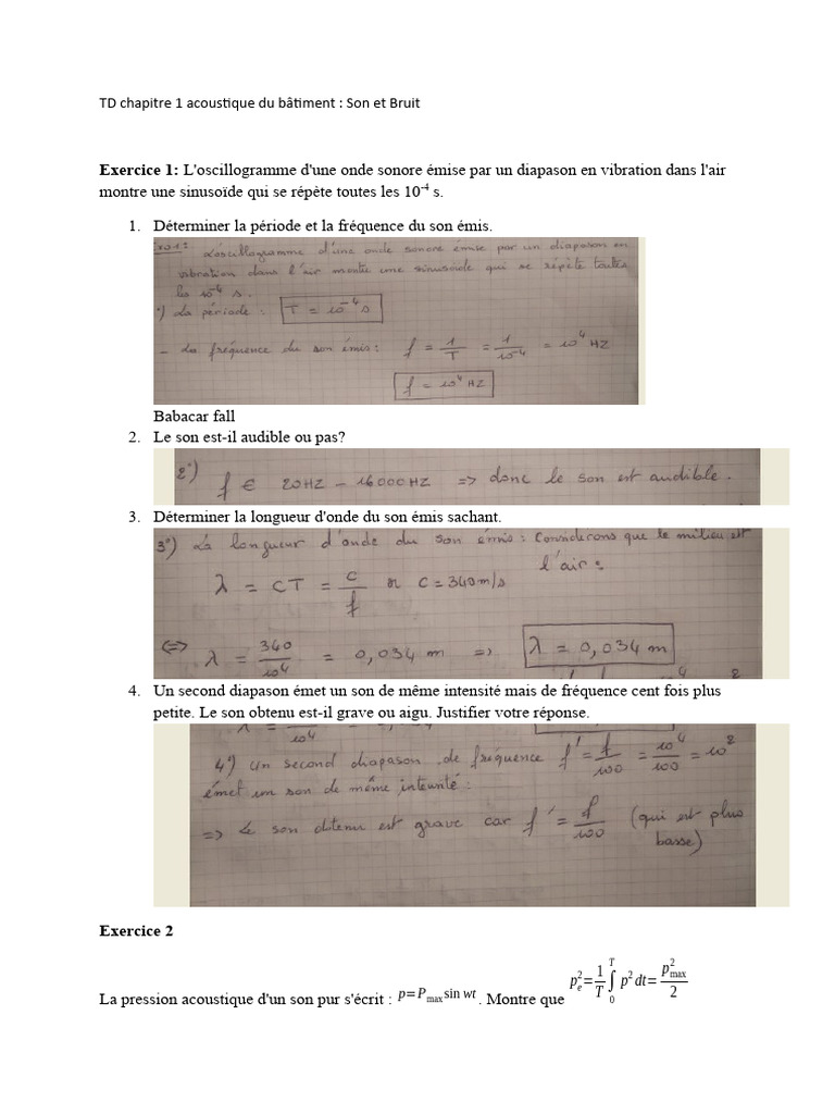 TD Chapitre 1 Corrigé DIT1 SOIR | PDF