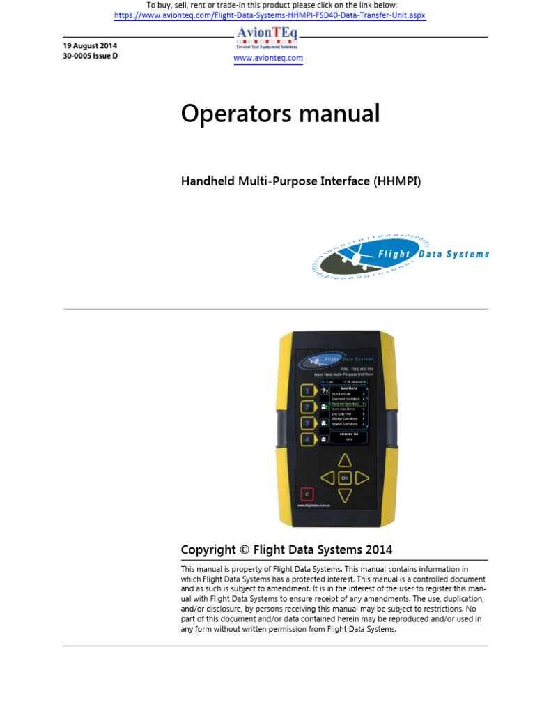 Operators Manual: Handheld Multi-Purpose Interface (HHMPI) | PDF