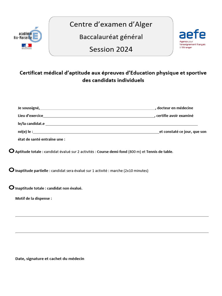 Certificat d'aptitude EPS Bac 2024 | PDF