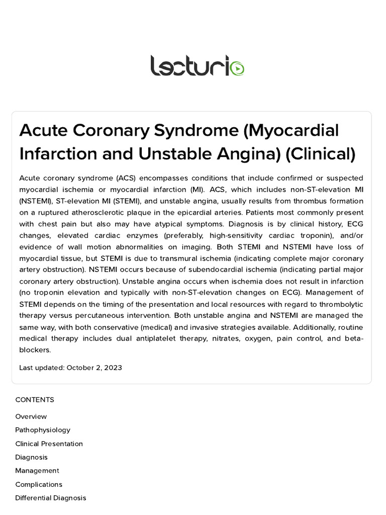 Understanding Acute Coronary Syndrome | PDF | Myocardial Infarction ...