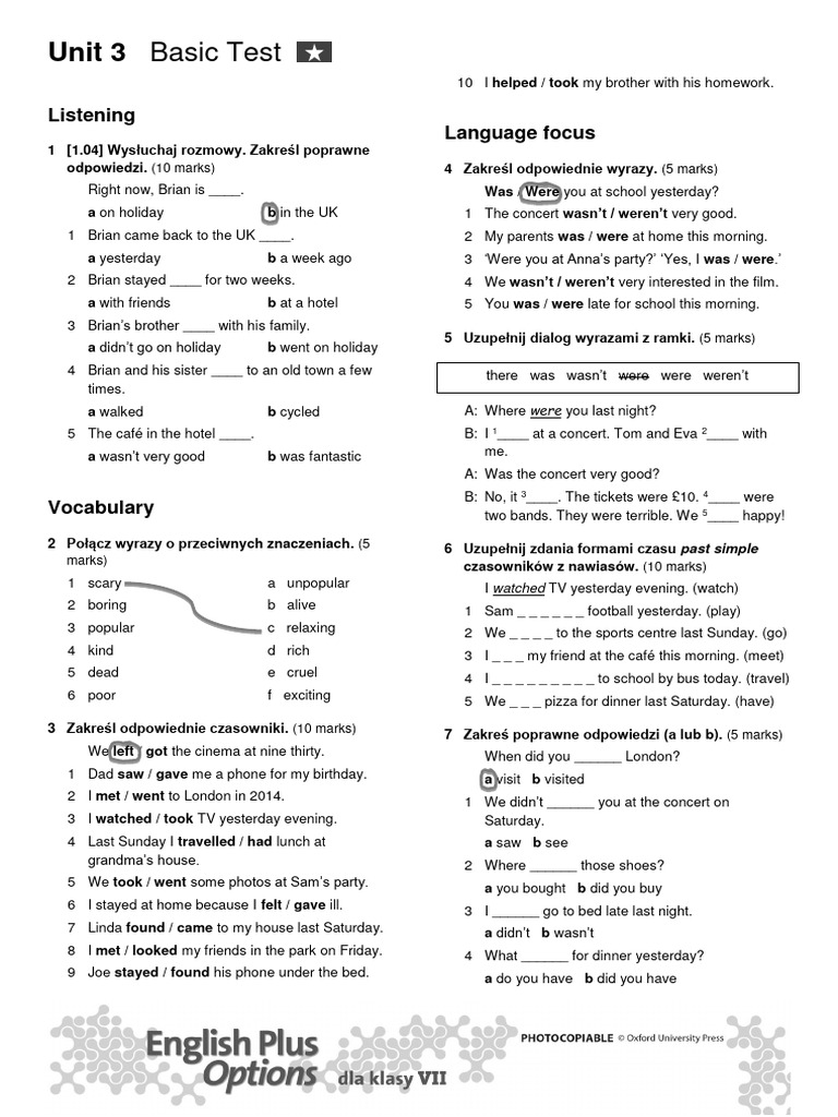 Unit 3 Basic Test | PDF