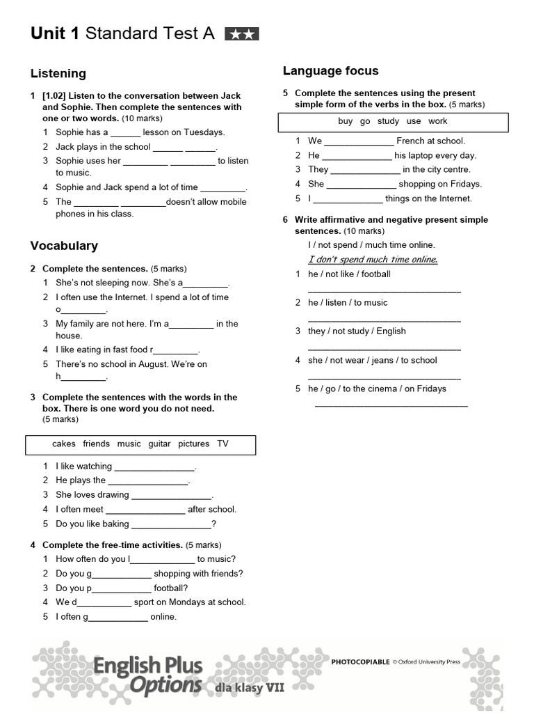 Unit 1 standard test a pdf