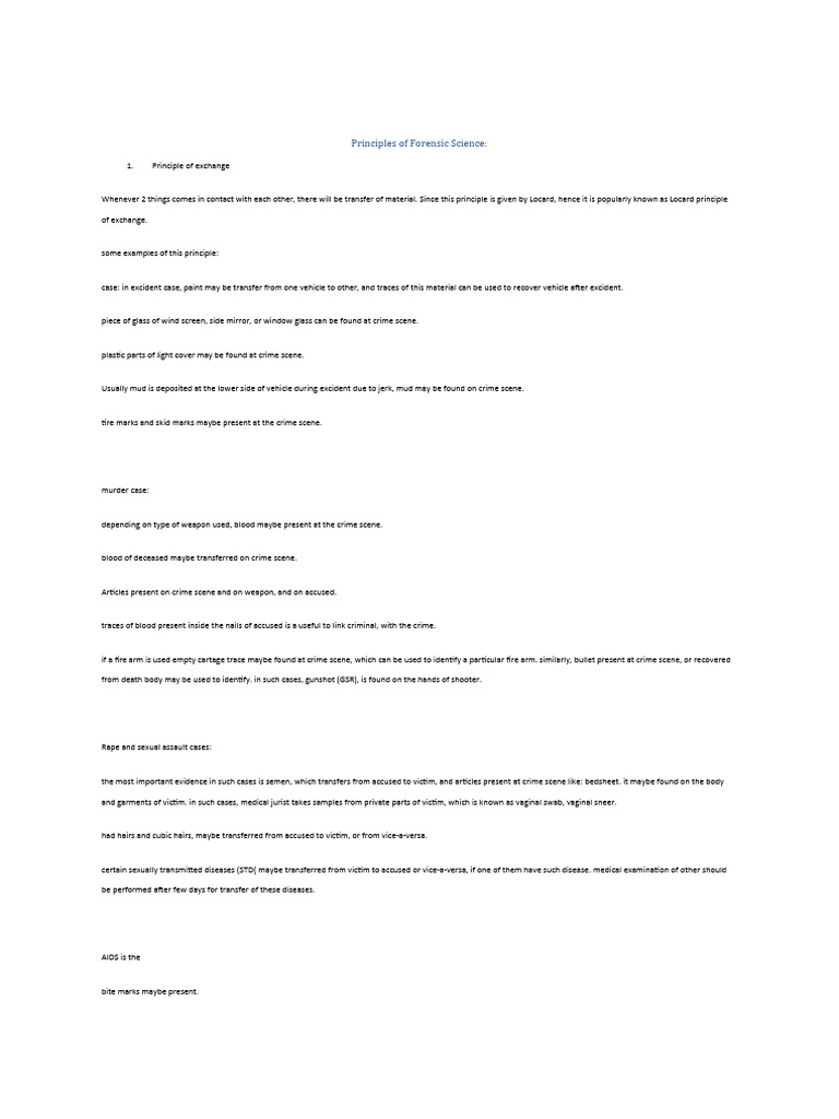 Principles of Forensic Science | PDF