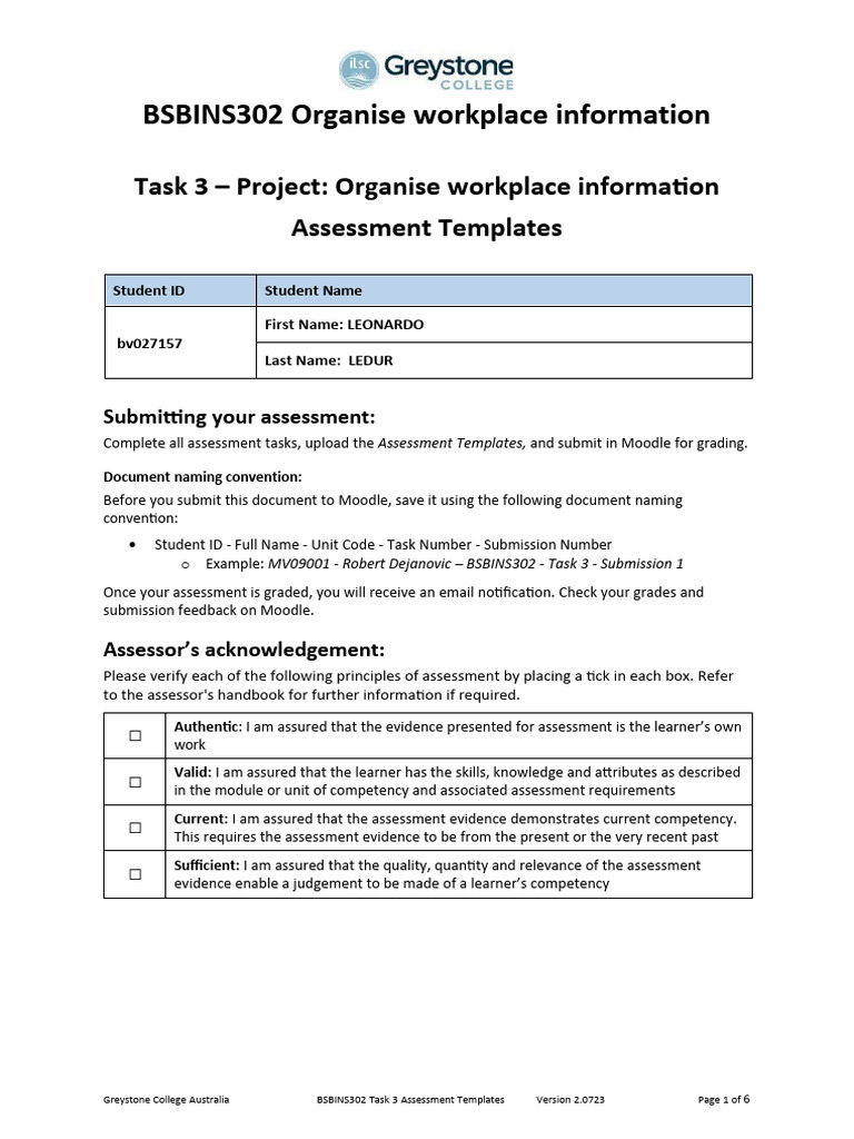 BSBINS302 Workplace Info Organization Guide | PDF | Cognitive Science ...