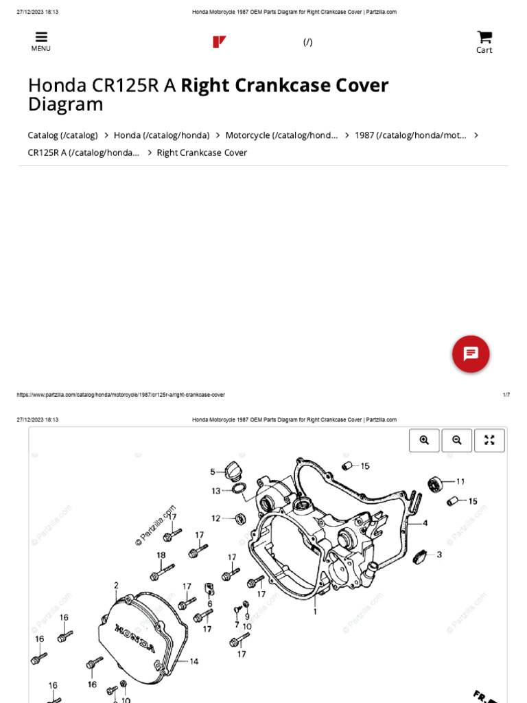 Honda Motorcycle 1987 OEM Parts Diagram For Right Crankcase Cover