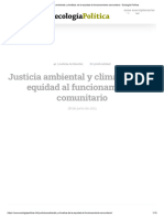 Justicia Ambiental y Climática. de La Equidad Al Funcionamiento Comunitario