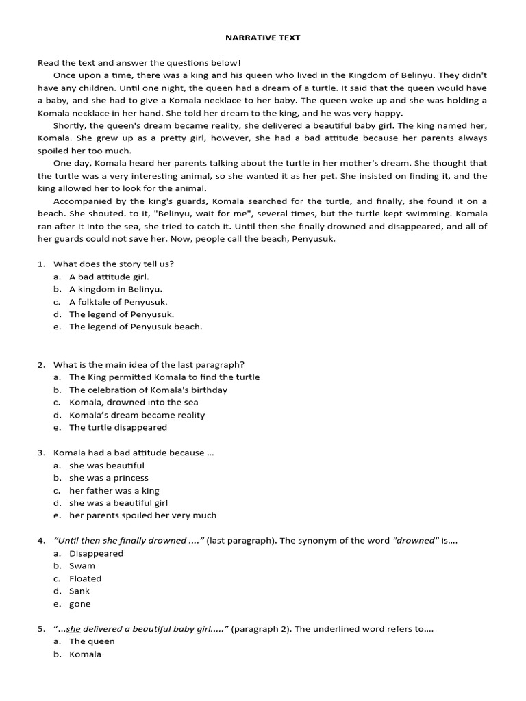 Narrative Text Exercise