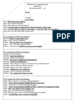 Dailouge and Comprehension Junior 5 With Answers