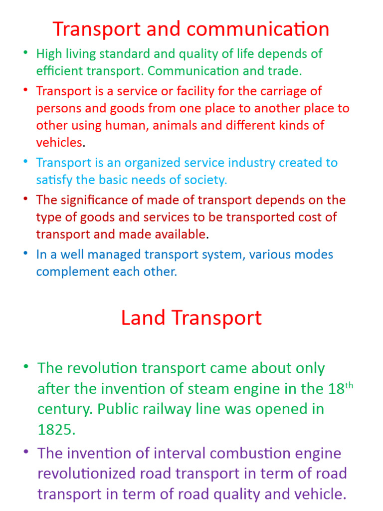 Significance of Transport and Communication | PDF | Transport | Suez Canal