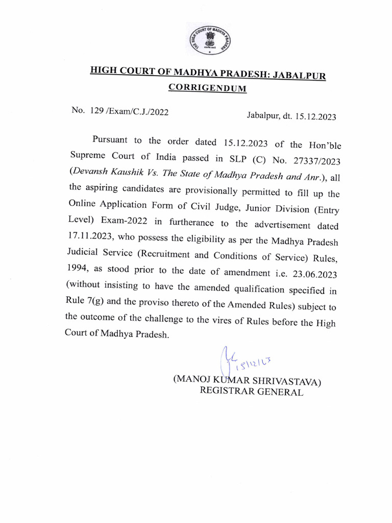 Corrigendum cj 2022 dated 15 12 2023 pdf certiorari separation of