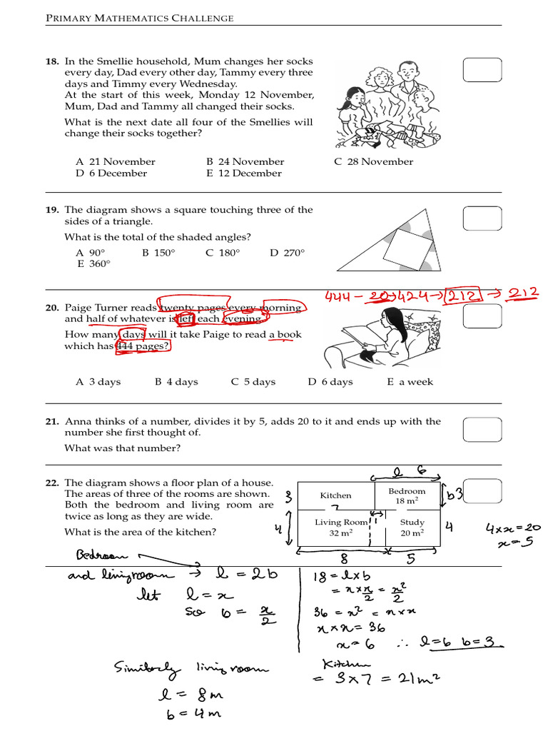 Primary Maths Challenge 2018 Questions | PDF