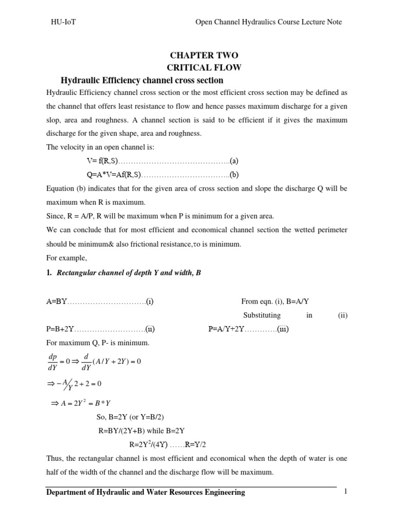 Critical Depth in Triangular Channels | PDF | Mechanical Engineering ...