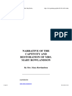 Narrative of The Captivity and Restoration of Mrs. Mary Rowlandson