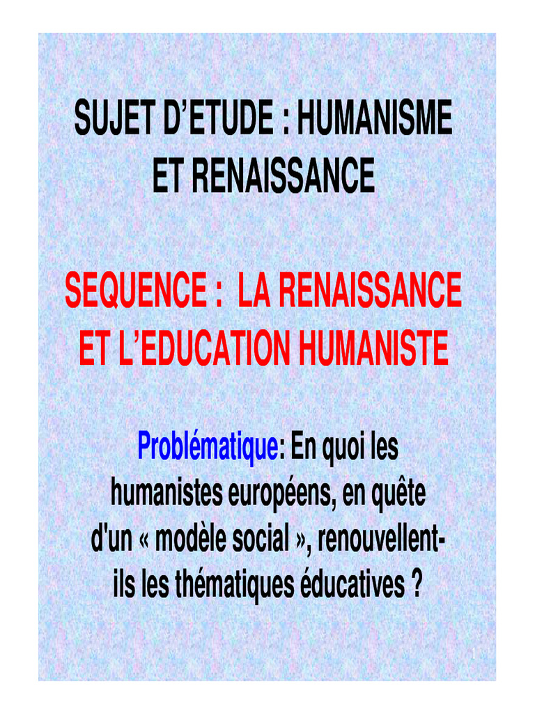 Humanisme et Éducation à la Renaissance | PDF | Humanisme | Renaissance