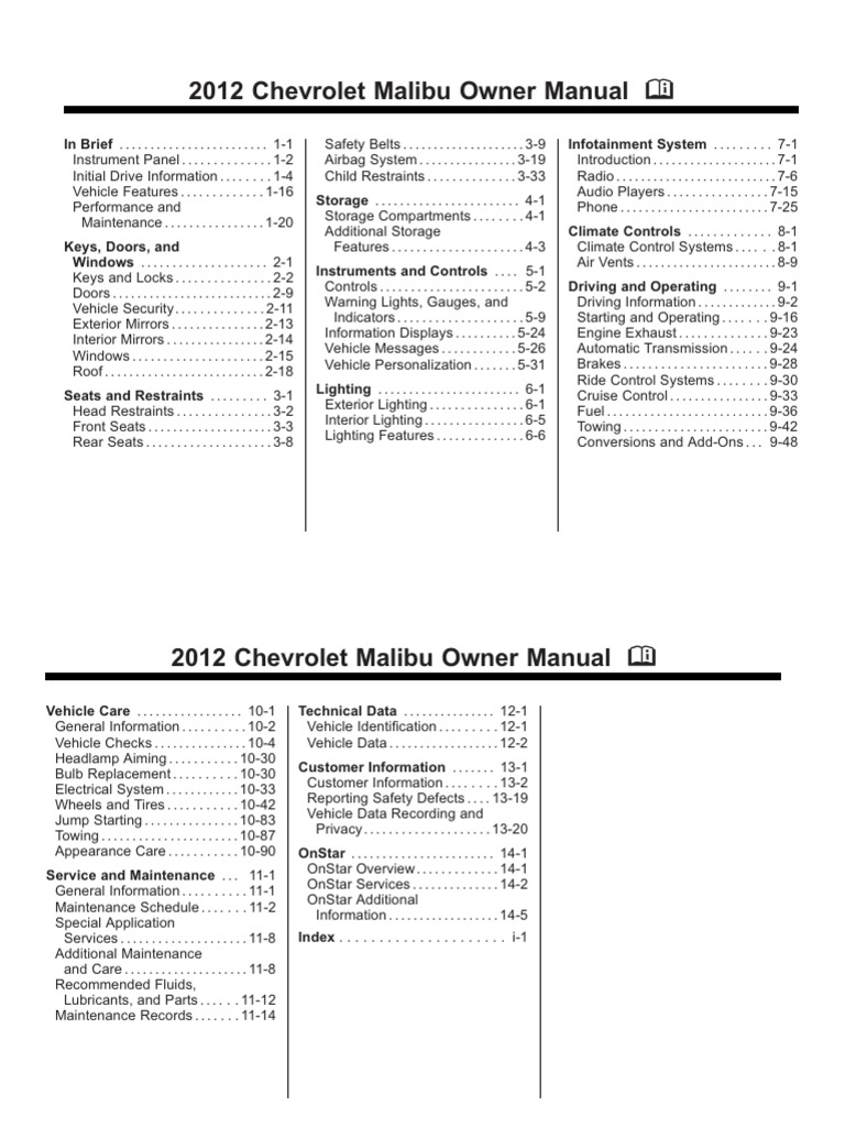 2012 CHEVY MALIBU OWNERS MANUAL PDF visual data 3