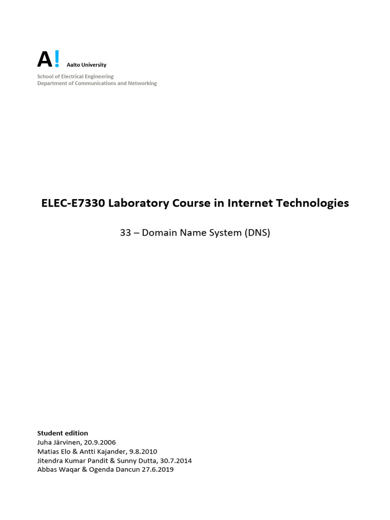 DNS Configuration Lab Course Guide | PDF