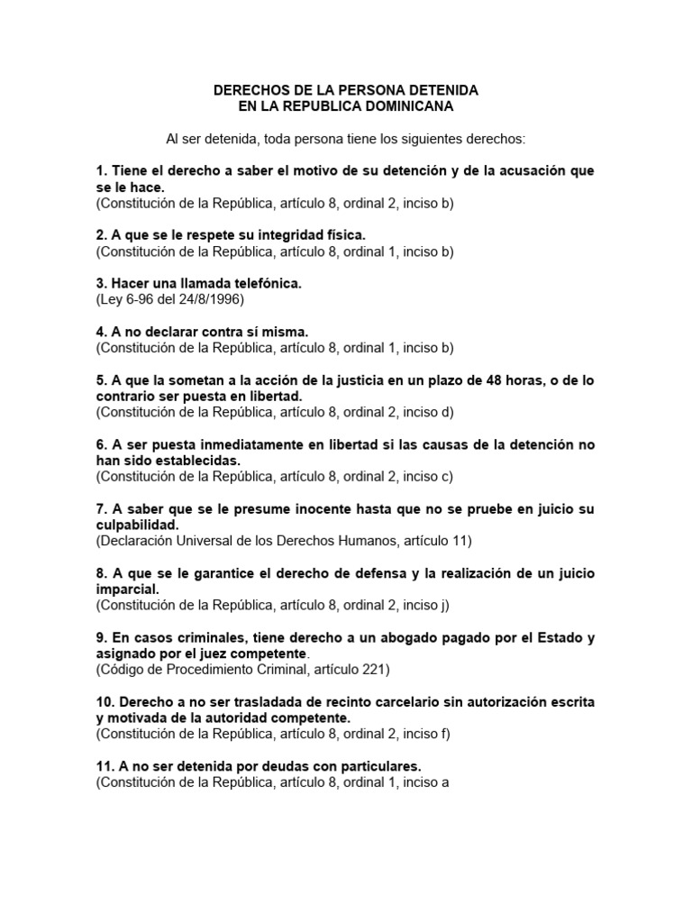 Derechos de La Persona Detenida | PDF