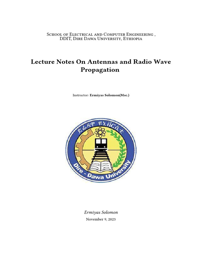 Antenna Lecture Notes PDF Antenna (Radio) Transmission Line