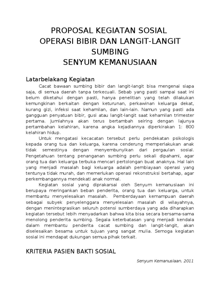 1 Proposal Kegiatan Sumbing Senyum Kemanusiaan
