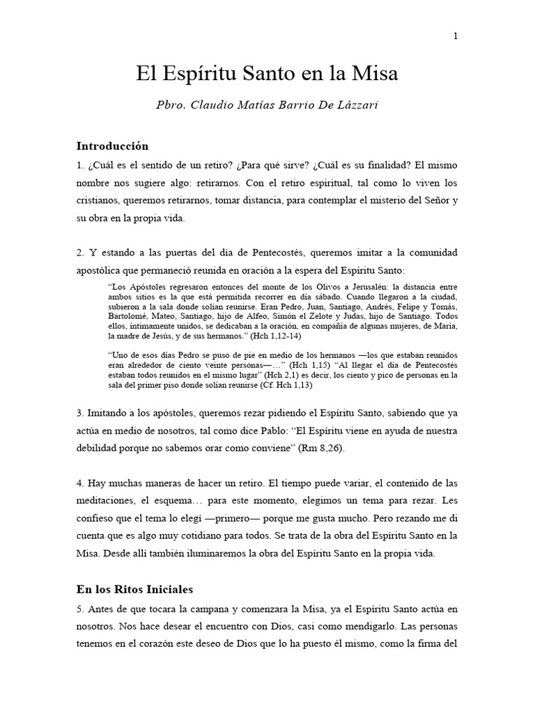 El Espíritu Santo en La Misa | PDF | eucaristía | espíritu Santo